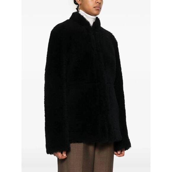 Toteme Cinched Shearling Jacket in Navy IT 40 US 8 - Picture 5 of 8